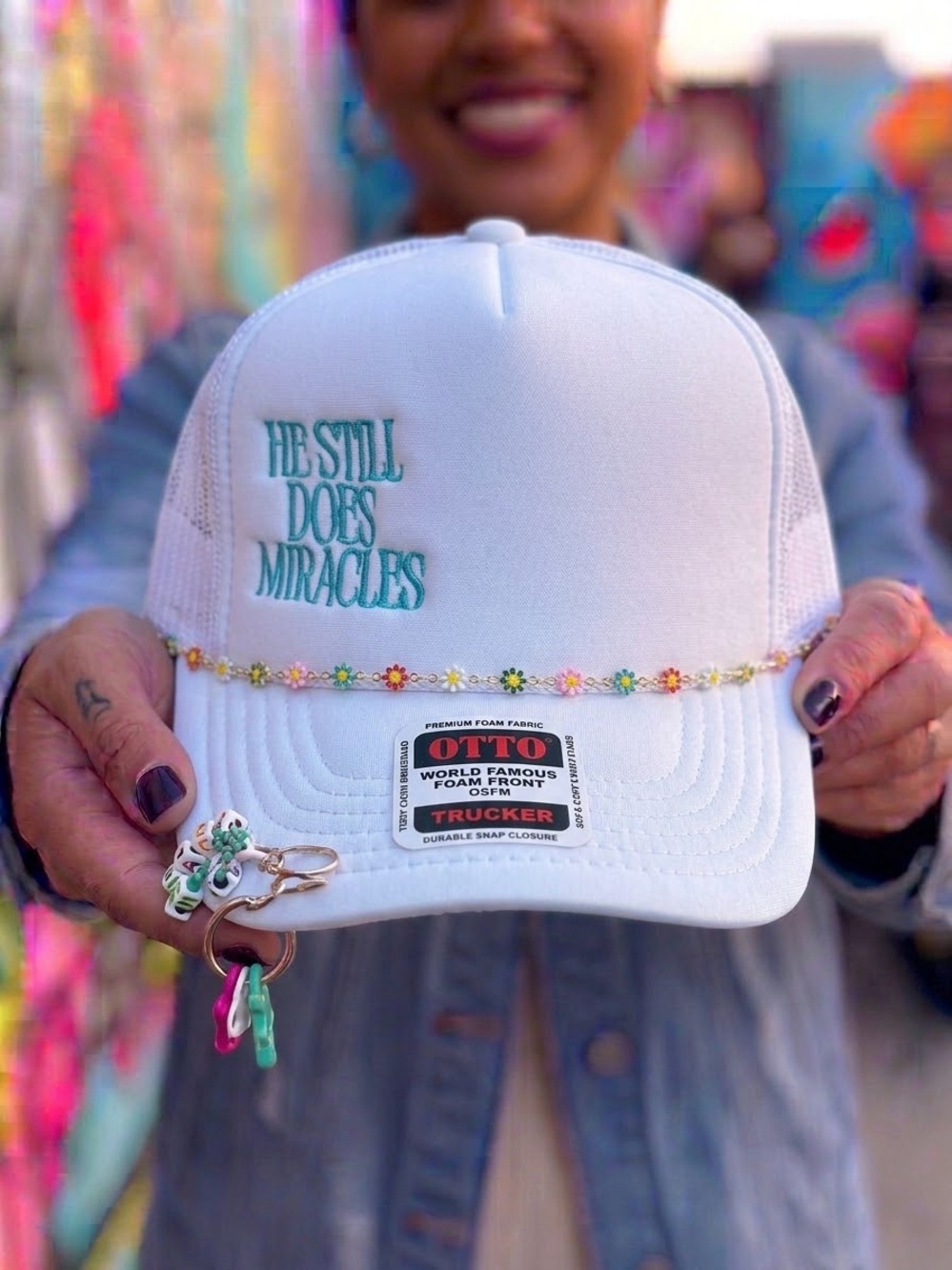 Simply Stitched - "He Still Does Miracles" Embroidered Foam Trucker Hat